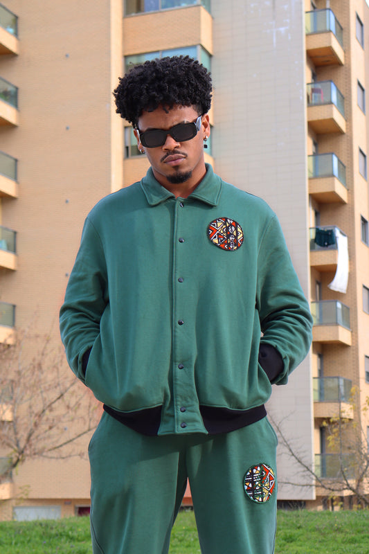Bomber Jacket com bordado em pano africano